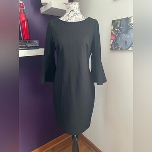 Calvin Klein Bell Sleeve Little Black Dress